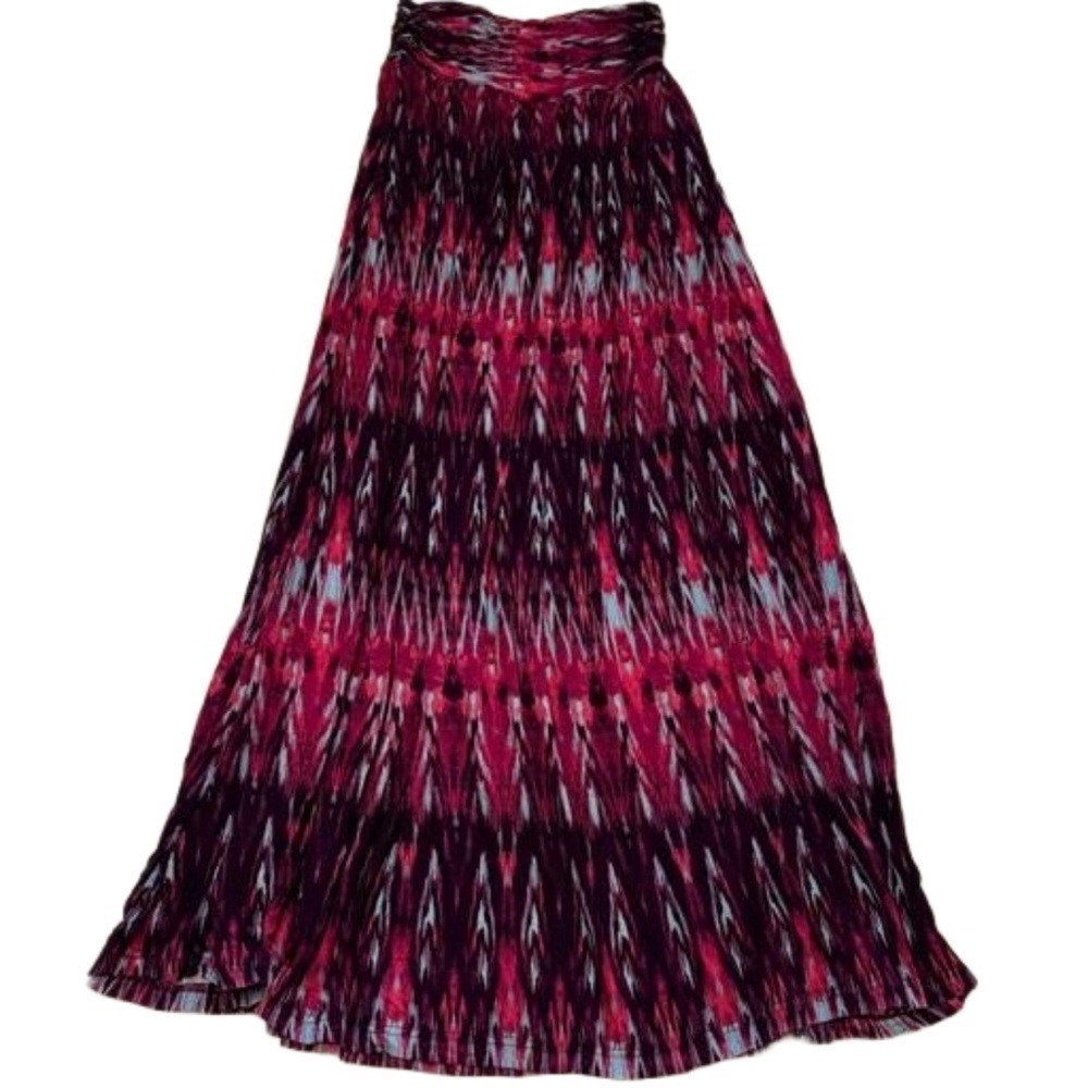 Belle Gray Womens Size XS Red Burgundy Purple Maxi Skirt V front elastic waist - Picture 12 of 12